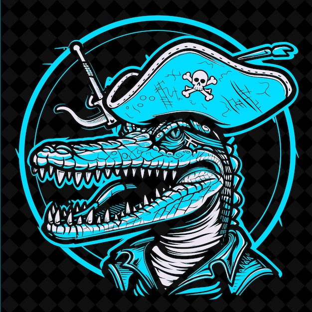 PSD a alligator with a hat that says pirate on it