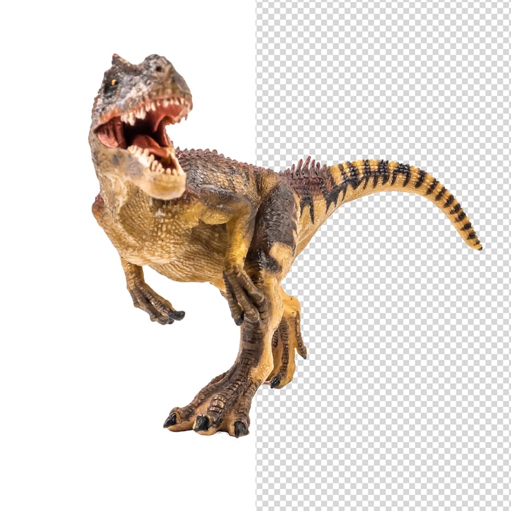 PSD allosaurus dinosaur on white background