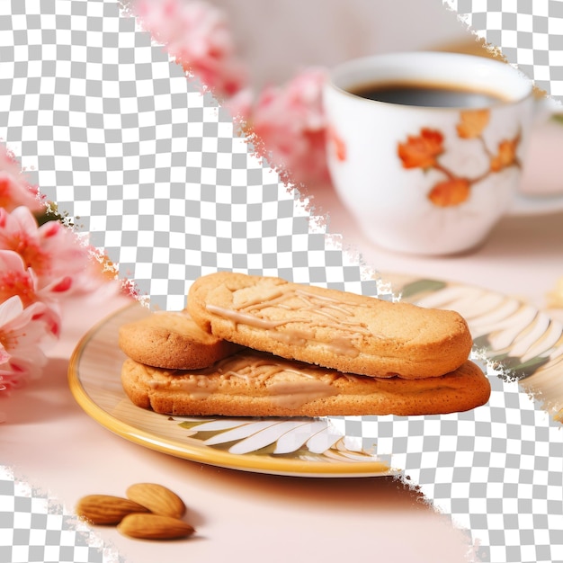 PSD 아몬드 비스코프(almond biscoff)는 hari raya aidilfitri 손님에게 투명한 배경으로 일반적으로 제공되는 전통 말레이시아 쿠키입니다.