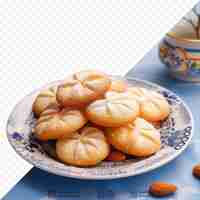 PSD almond and cashew nut cookies on a transparent background homemade bakery for festivities trans fat is unhealthy