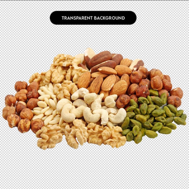 Almond Cashew Pistachio and Pista Mix Dry Fruits PNG for Healthy Snack Stock Images