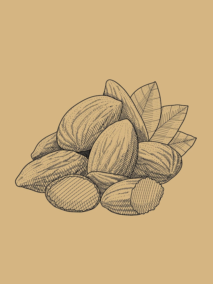 PSD almond vintage illustration