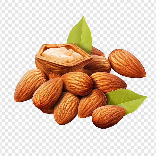 PSD almonds isolated on transparent background