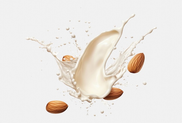 PSD almonds and milk isolated