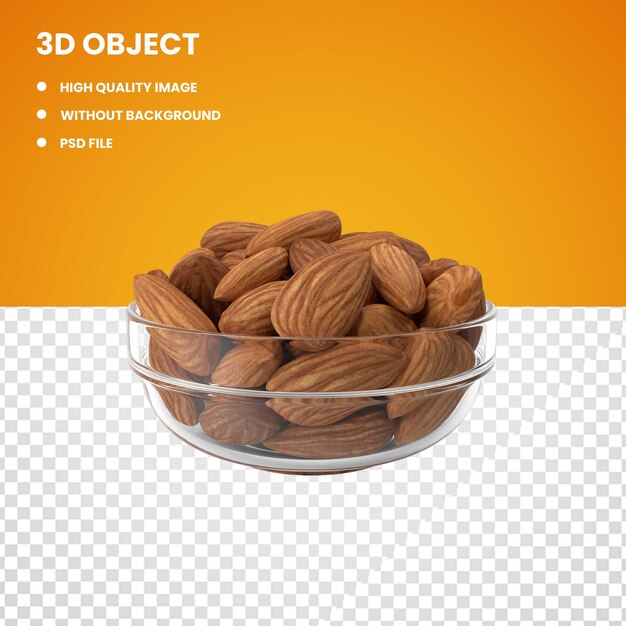 Almonds in white glass bowl