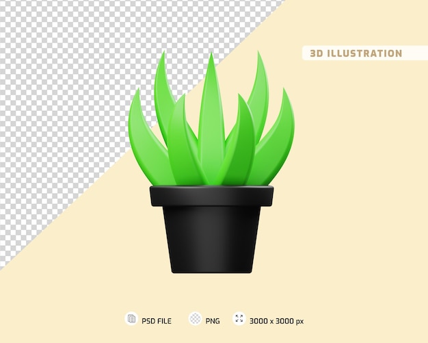 PSD aloe vera 3d illustration