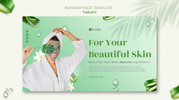 PSD aloë vera natuurlijke cosmetica banner sjabloonontwerp