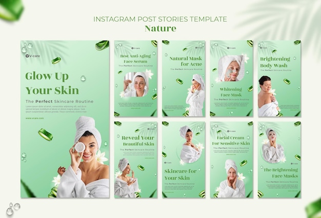 Aloë vera natuurlijke cosmetica instagram verhaalsjabloonontwerp