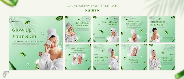 Aloë vera natuurlijke cosmetica sociale media post sjabloonontwerp
