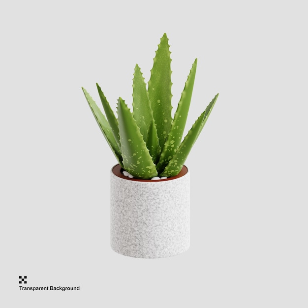 Aloë Vera succulente kamerplant 3D illustratie