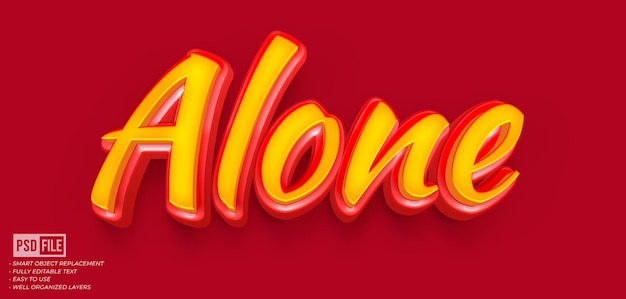 Alone text effect editable 3d style