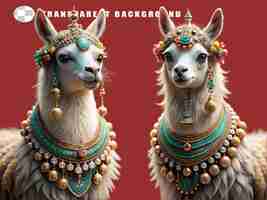 PSD alpaca jewelry mammal animal on transparent background