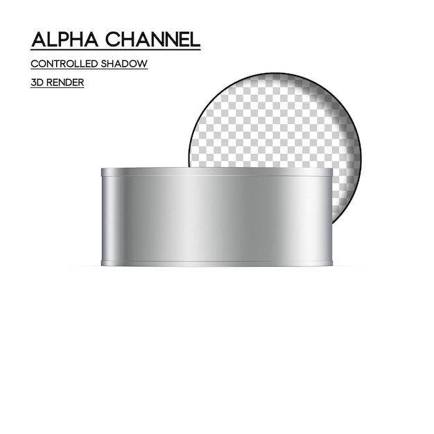 PSD alpha channel blikje transparante 3d render