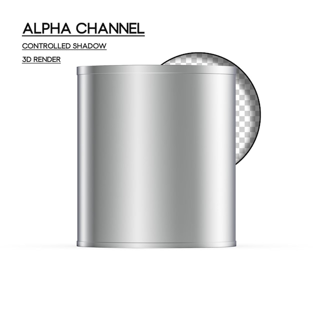 Alpha channel blikje transparante 3d render