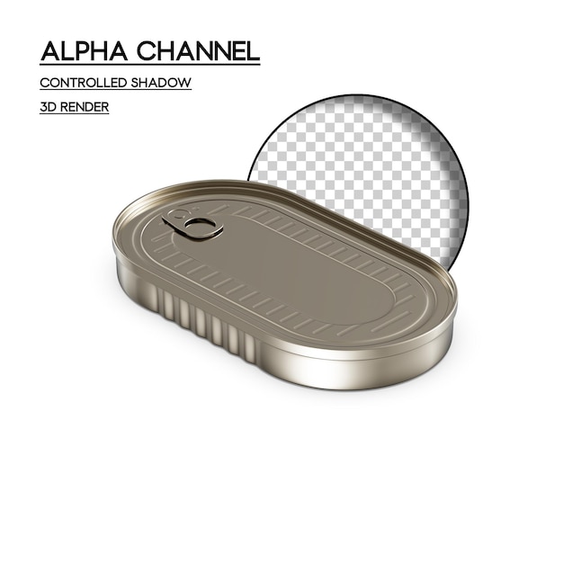 Alpha channel blikje transparante 3d render