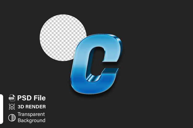 Alphabet 3D letter C Helderblauwe gradiënt geïsoleerd op doorzichtige achtergrond