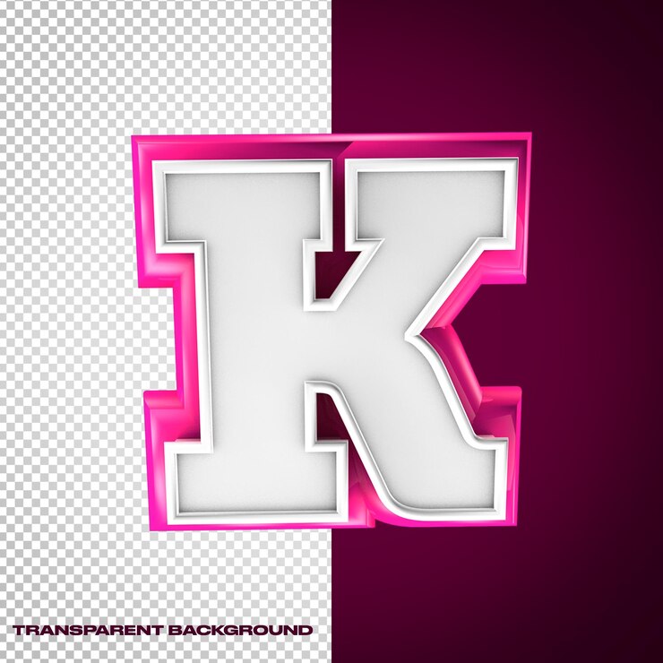 PSD alphabet 3d letter k with pink and white colors