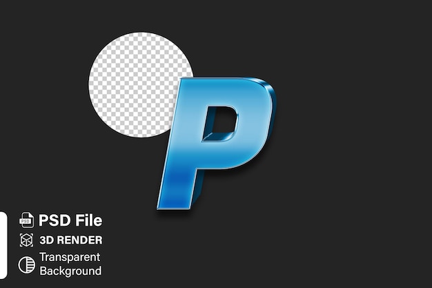 alphabet 3d letter p bright blue gradient isolated on transparent background