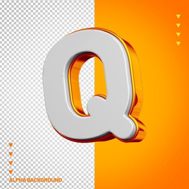 PSD alphabet 3d letter q wit met oranje