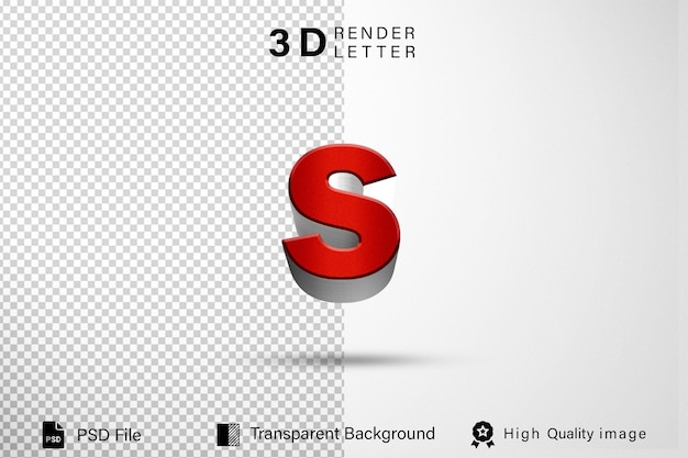 Alphabet 3D letter S rode metalen kleur geïsoleerd op doorzichtige achtergrond