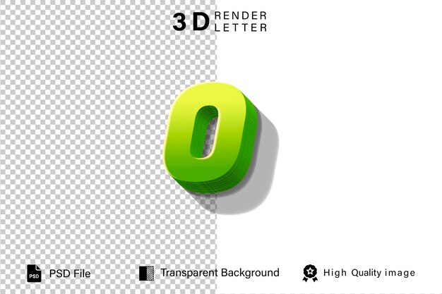 Alphabet 3D letterO groen met citroenkleur geïsoleerd op doorzichtige achtergrond