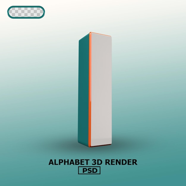 PSD alfabeto 3d rendering 00i