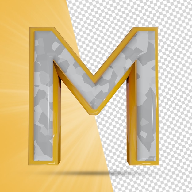 Alphabet 3d render letter m