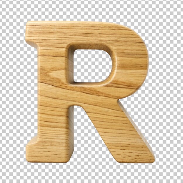 PSD alphabet 3d wooden letter r