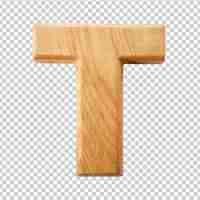 PSD alphabet 3d wooden letter t