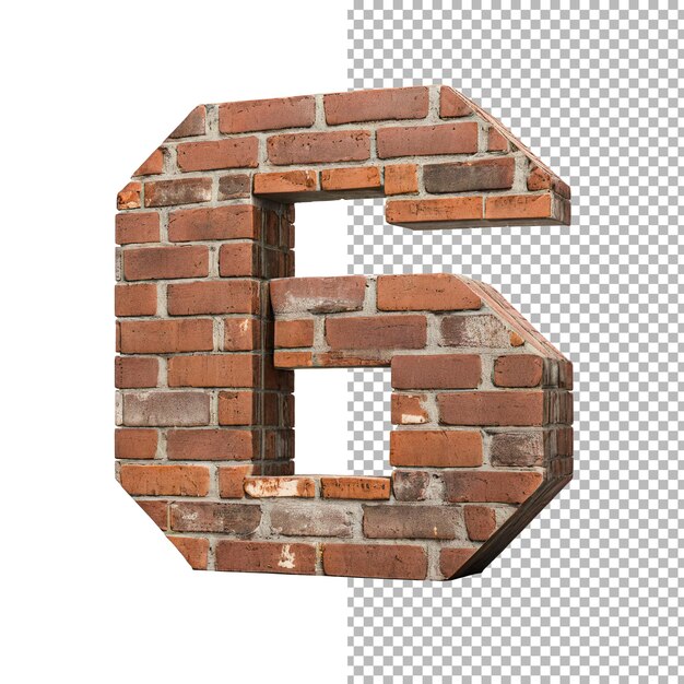 Alphabet 6 made from brick wall