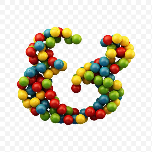 Alphabet ampersand made of colorful balls with isolated background