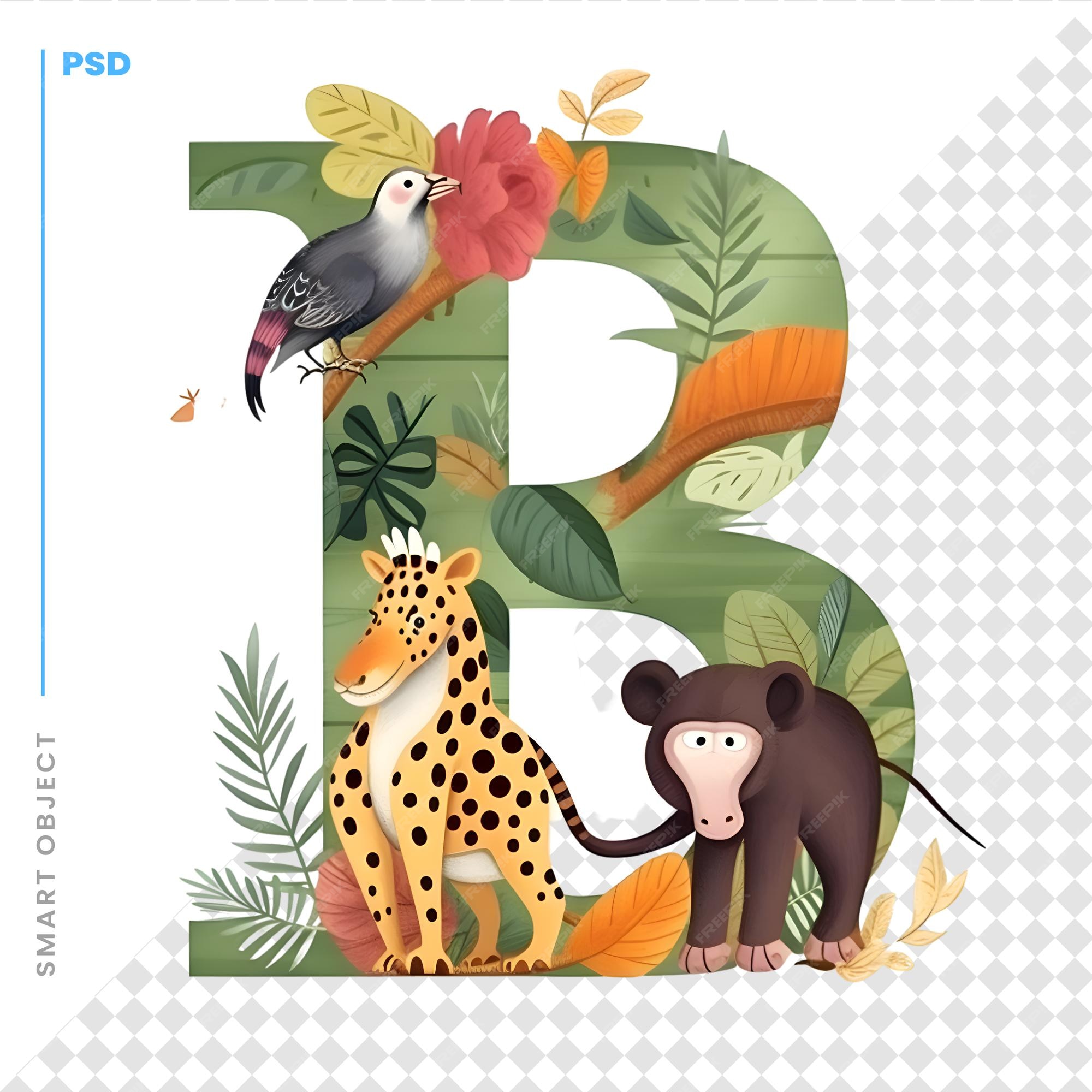 English alphabet with wild animals and their names on a light background.  Stock Vector