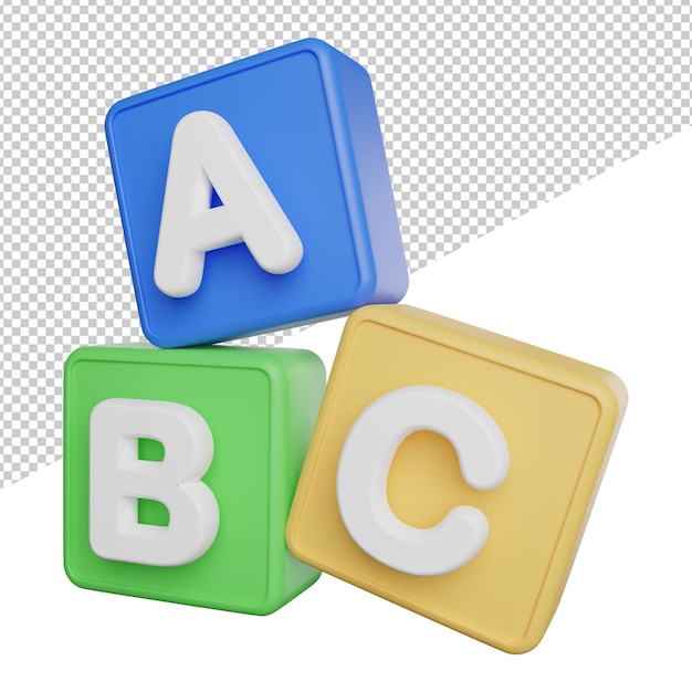 Alphabet Block Kids Toys side view icon 3d rendering illustration on transparent background