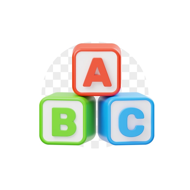 PSD alphabet blocks toy 3d icon premium psd