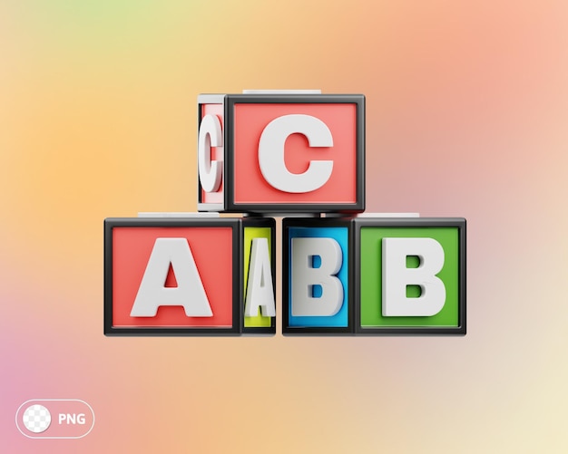 Alphabet box 3d illustration