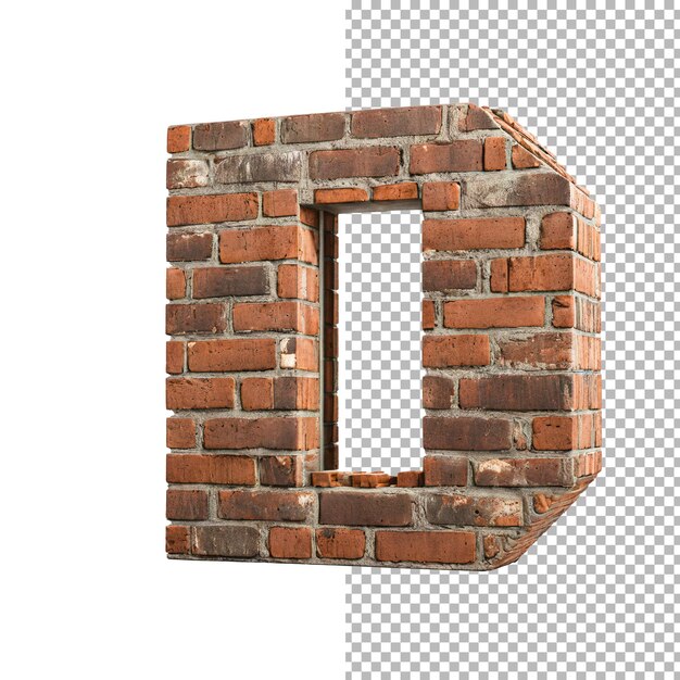 PSD alphabet d made from brick wall