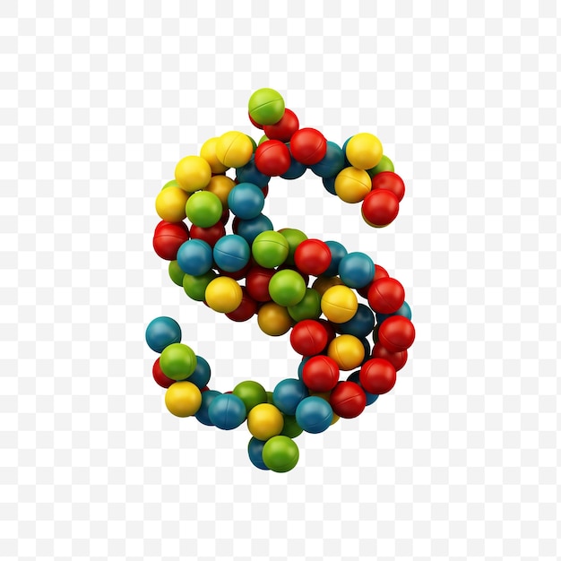 PSD alphabet dollar sign made of colorful balls with isolated background