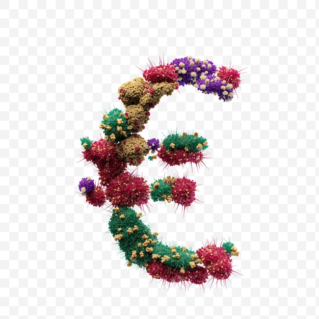 Alphabet euro sign  made of virus or bacteria isolated