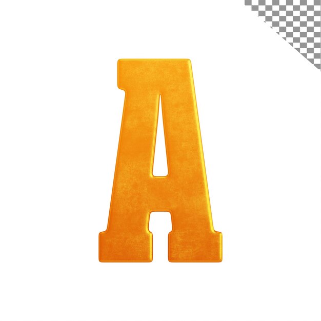 A alphabet gold metallic on transparent background