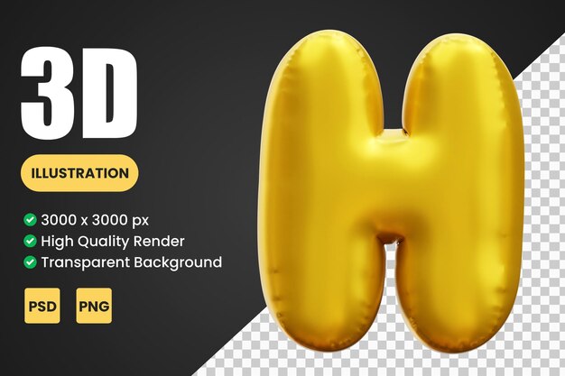 alphabet h 3d icon illustrations
