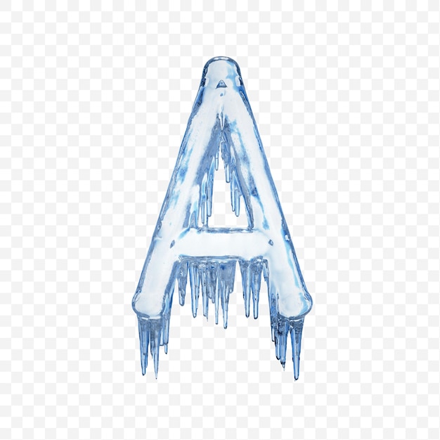PSD 투명 한 배경에 고립 된 파란색 녹는 얼음으로 만든 알파벳 문자