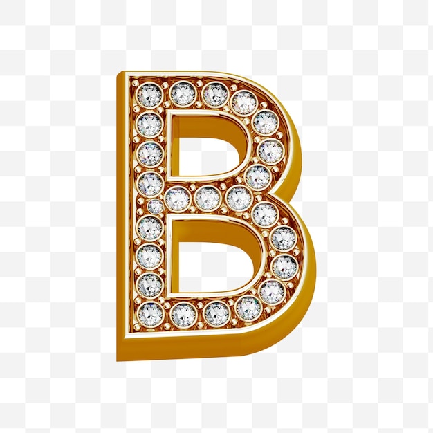 分離された金とダイヤモンドで作られたアルファベットの文字b