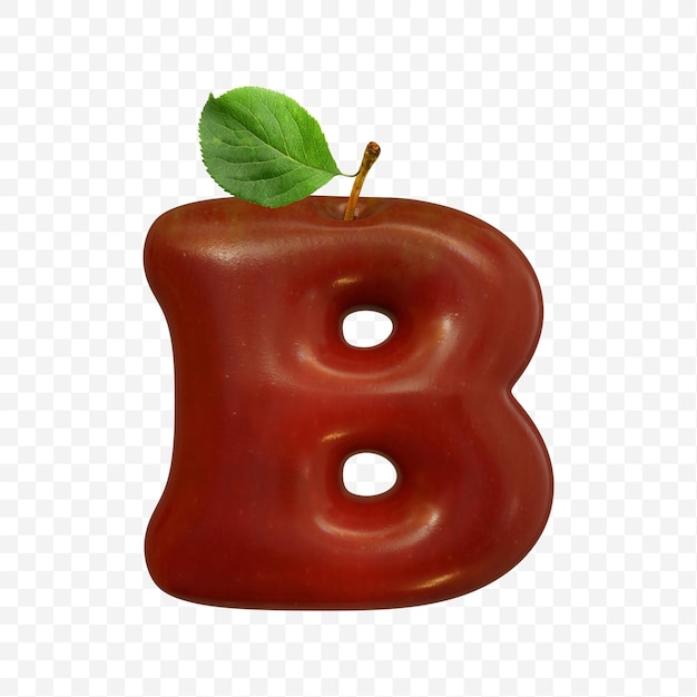 Алфавитная буква b из красного яблока, изолированный файл pds