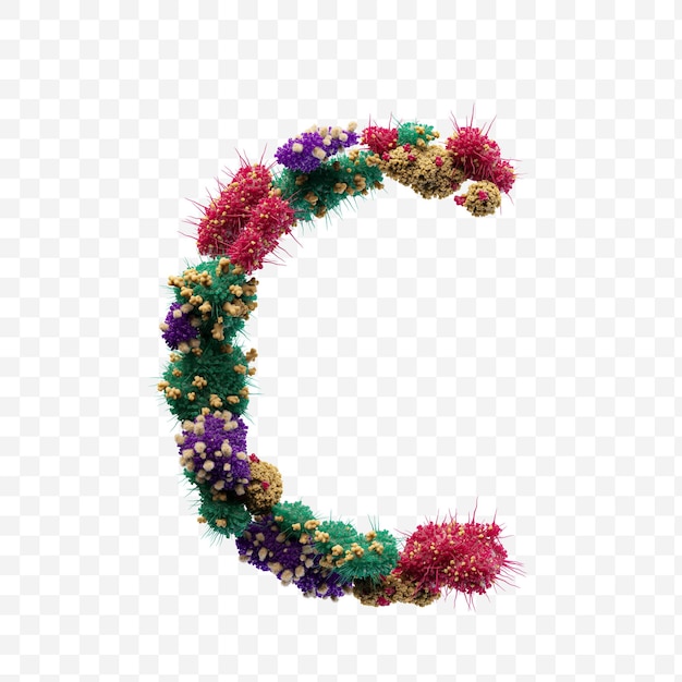 Alphabet letter c made of virus or bacteria isolated