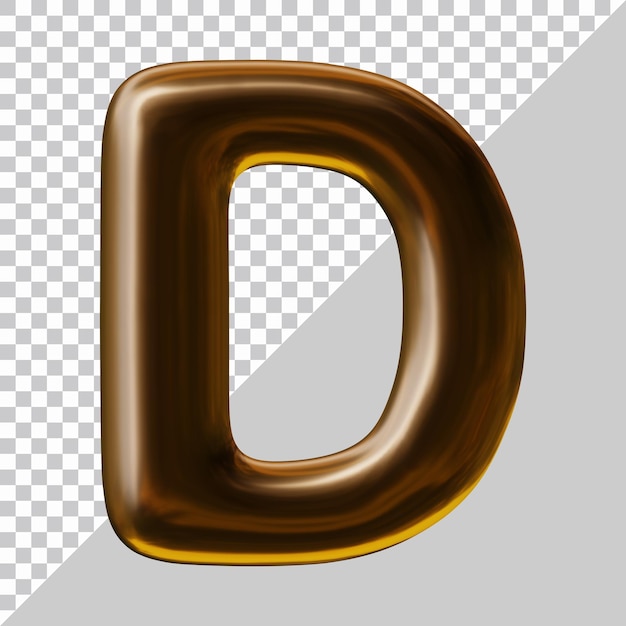 Alphabet letter d design in 3d render