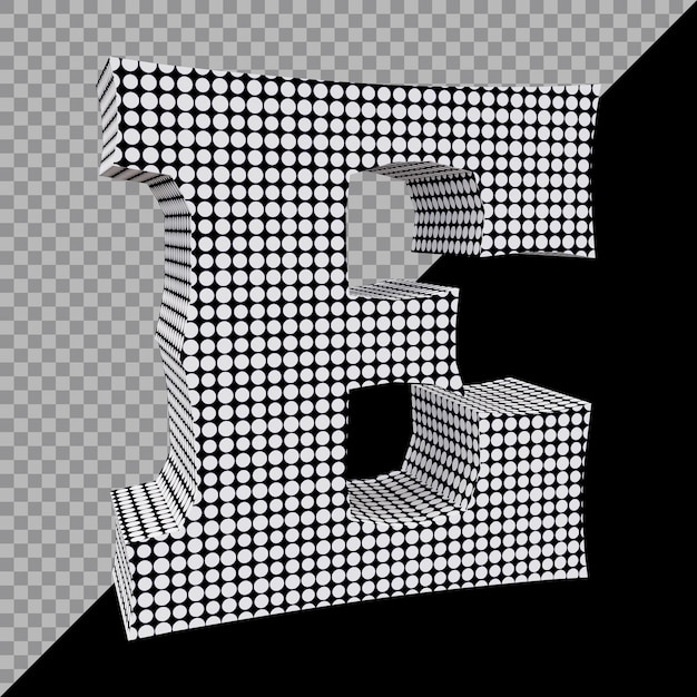 PSD Алфавит буква e 3d визуализации