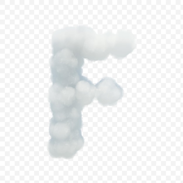 PSD alphabet letter f made of white cloud on isolated background