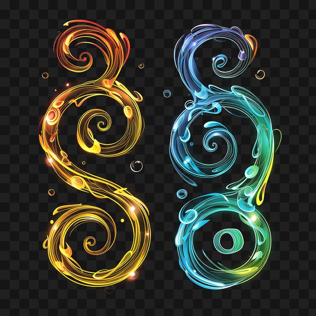 Alphabet letter g designed with neon glowing swirl with gothic font n y2k collage glow outline art
