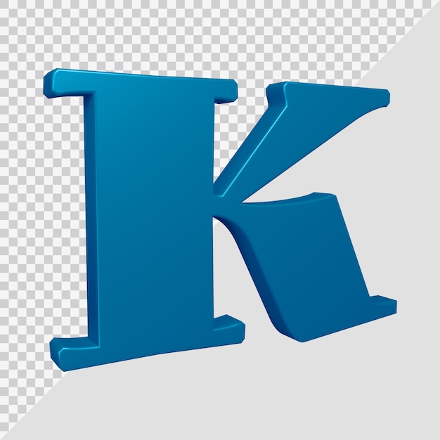 Alfabeto lettera k 3d render