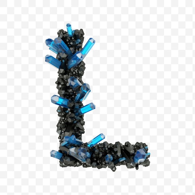 Lettera dell'alfabeto l fatta di cristalli di gioielli neri e blu isolati file pds